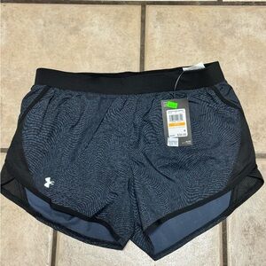 NWT Women’s Under Armor Fly by 2.0 shorts blue/black small with liner